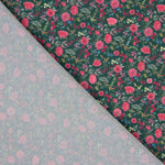 Crêpe Light Floral Print Mini Fuchsia auf Dunkelgrün - Ribes y Casals