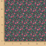 Crêpe Light Floral Print Mini Fuchsia auf Dunkelgrün - Ribes y Casals