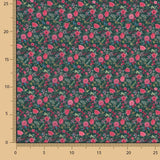 Crêpe Light Floral Print Mini Fuchsia auf Dunkelgrün - Ribes y Casals