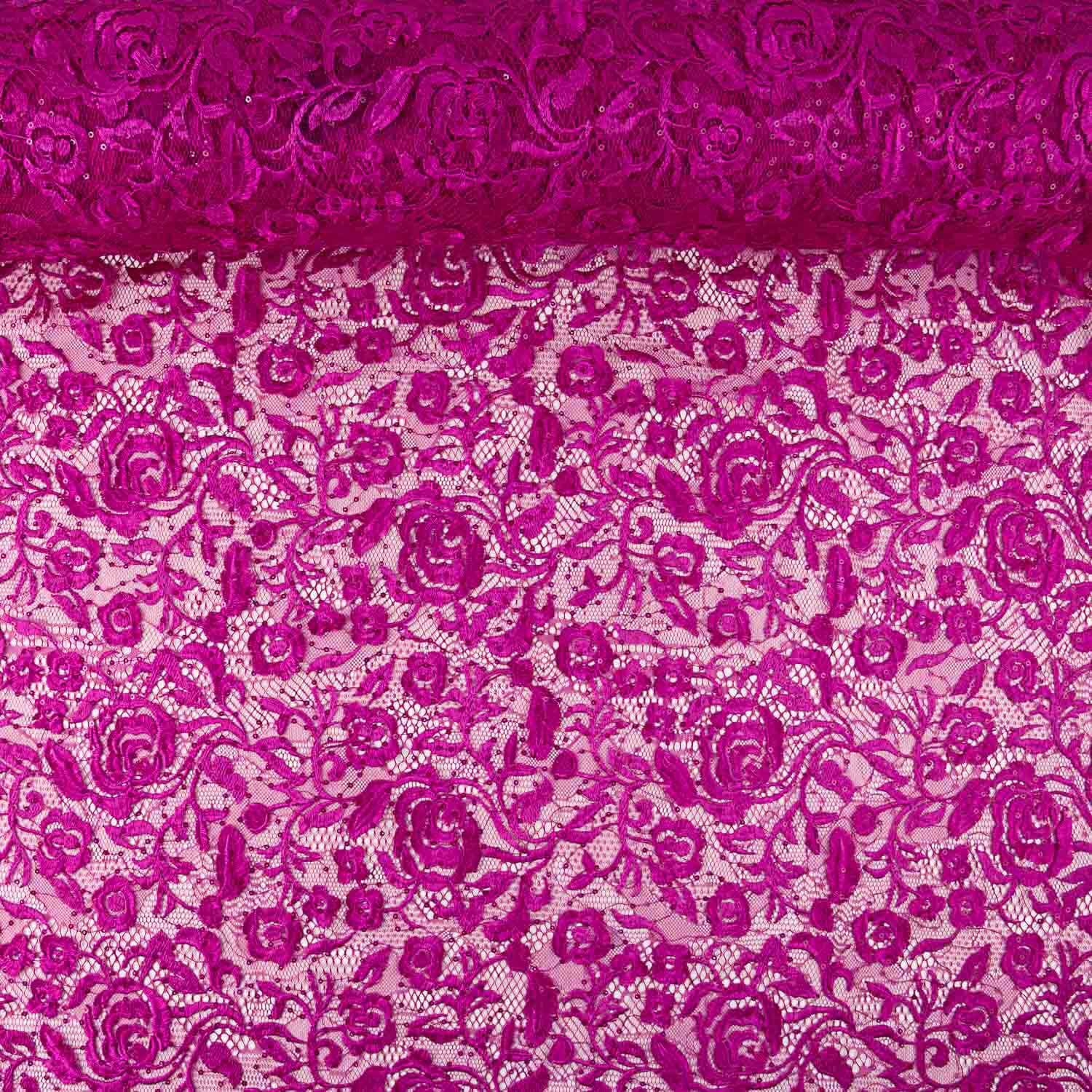 Magenta Rosa Blonda mit Pailletten Mini - Ribes y Casals