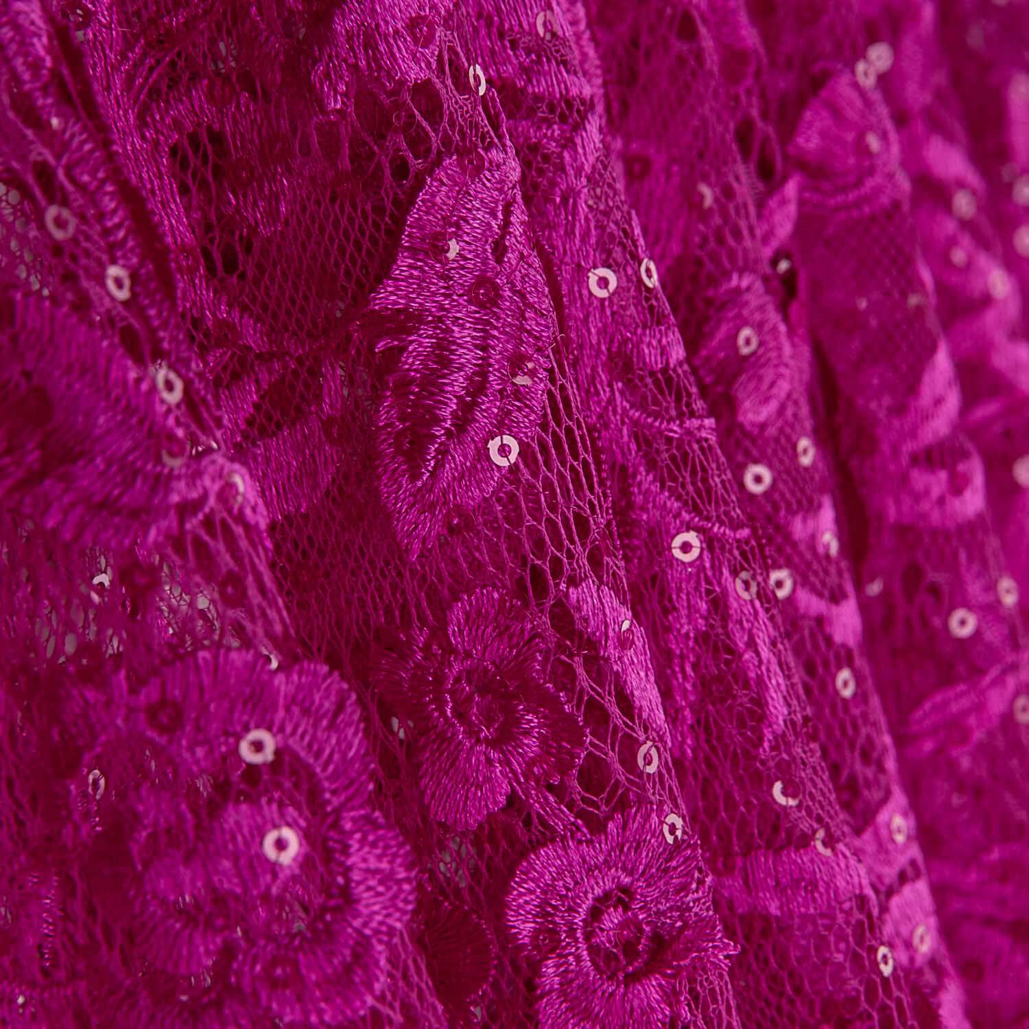 Magenta Rosa Blonda mit Pailletten Mini - Ribes y Casals
