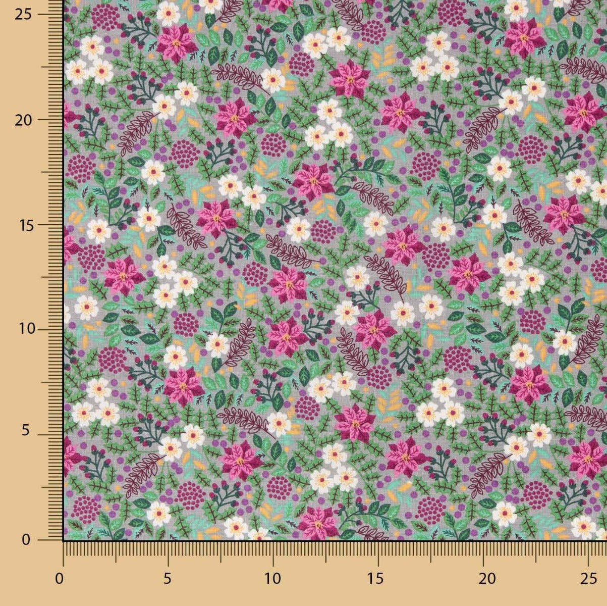 Popeline Jardin Silvestre Grau - Ribes y Casals