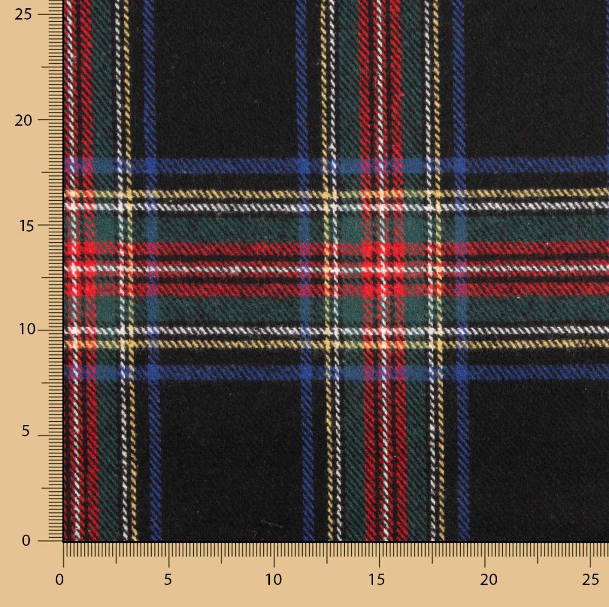 Mouflon-Stoffrest mit Karos in Schwarz, Rot und Blau – verschiedene Maße x Breite 150 cm - Ribes y Casals
