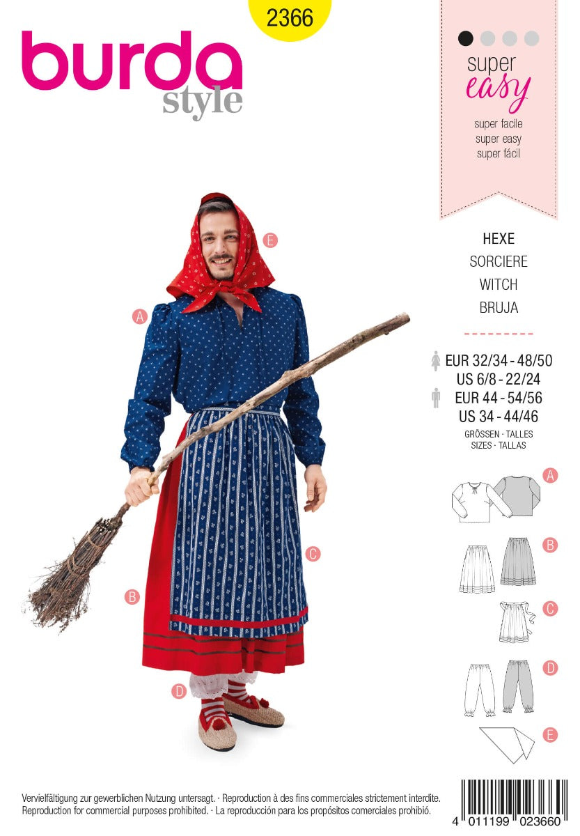Schnittmuster Burda 2366 Hexe - Ribes y Casals
