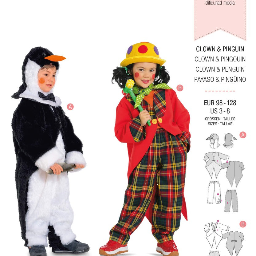 Schnittmuster Burda 2414 Clown und Pinguin für Kinder - Ribes y Casals