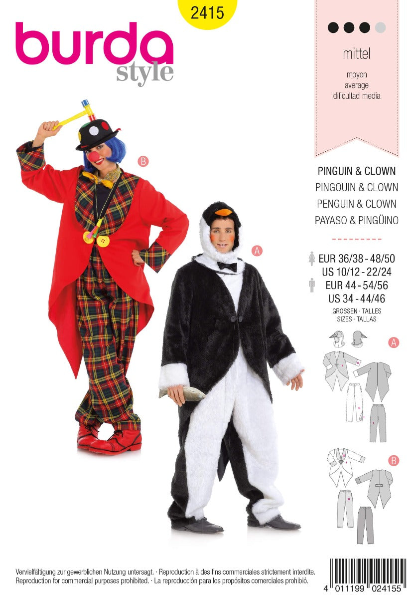 Schnittmuster Burda 2415 Pinguin und Clown - Ribes y Casals
