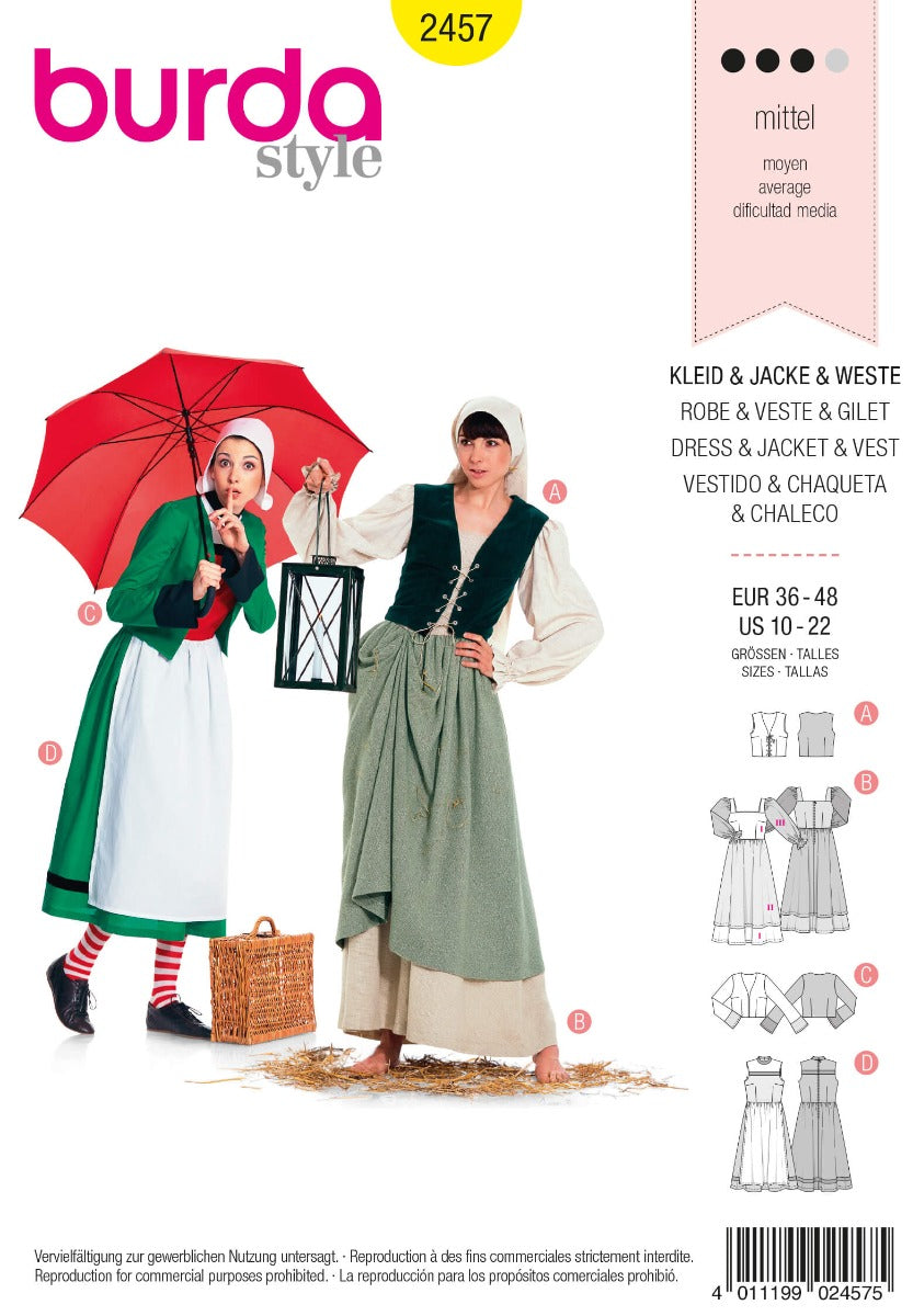Schnittmuster Burda 2457 Kleider - Ribes y Casals