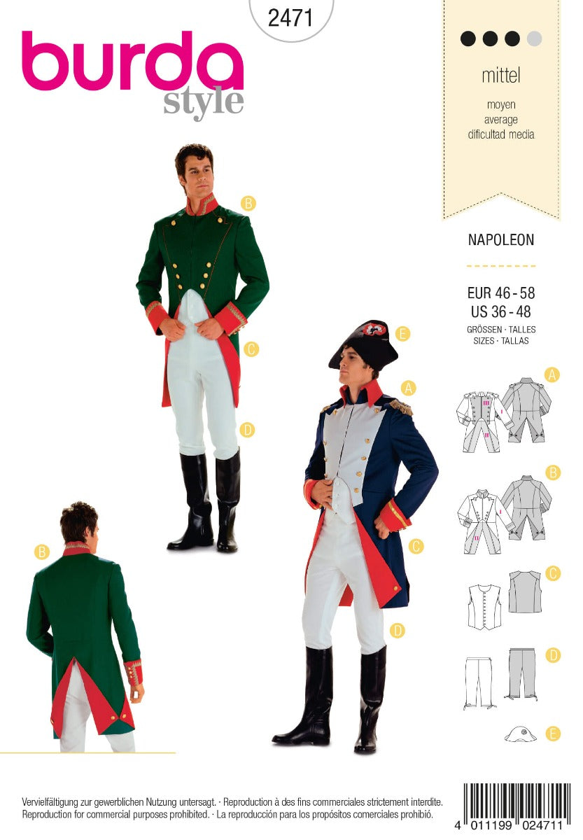 Schnittmuster Burda 2471 Napoleon - Ribes y Casals