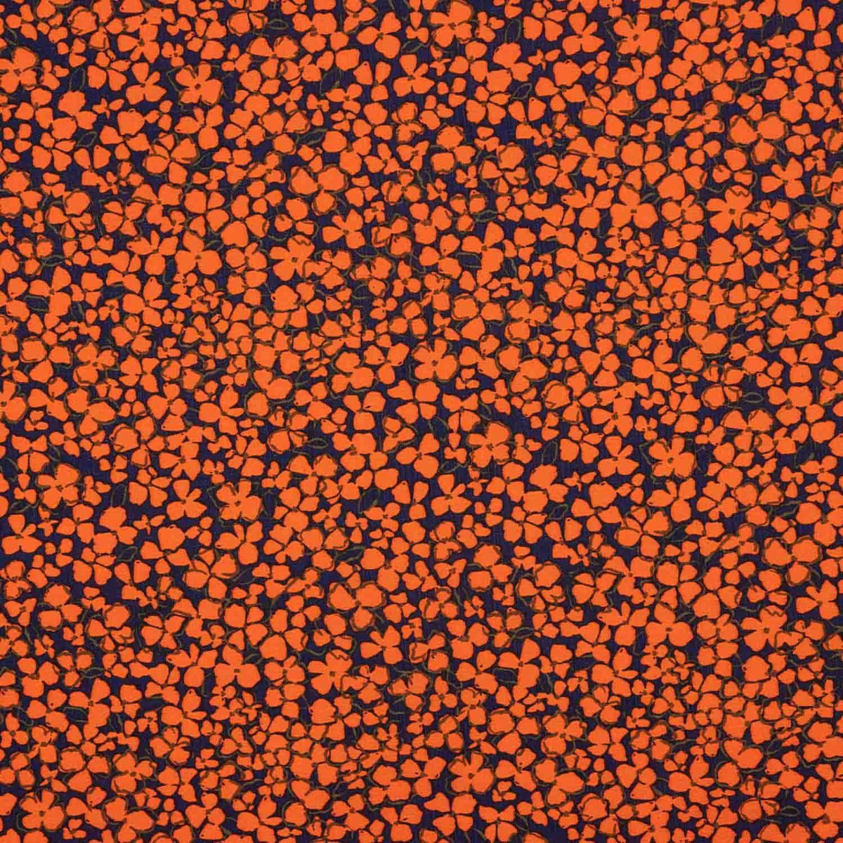 Krepp Viskose Floral Retro Orange - Ribes y Casals