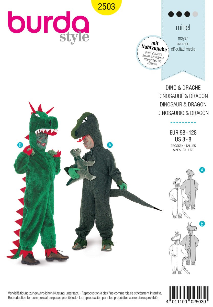 Schnittmuster Burda 2503 Dinosaurier und Drache - Ribes y Casals