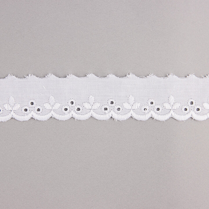 Weißer bestickter Batist-Streifen, Modell 29019 – 30 mm - Ribes y Casals