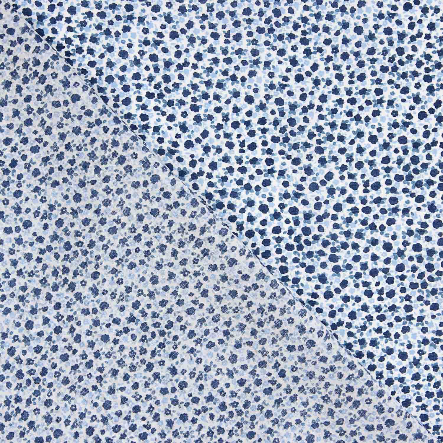 Restposten Popeline aus Baumwolle mit kleinem Blumenmuster in Blau – verschiedene Maße x Breite 150 cm - Ribes y Casals