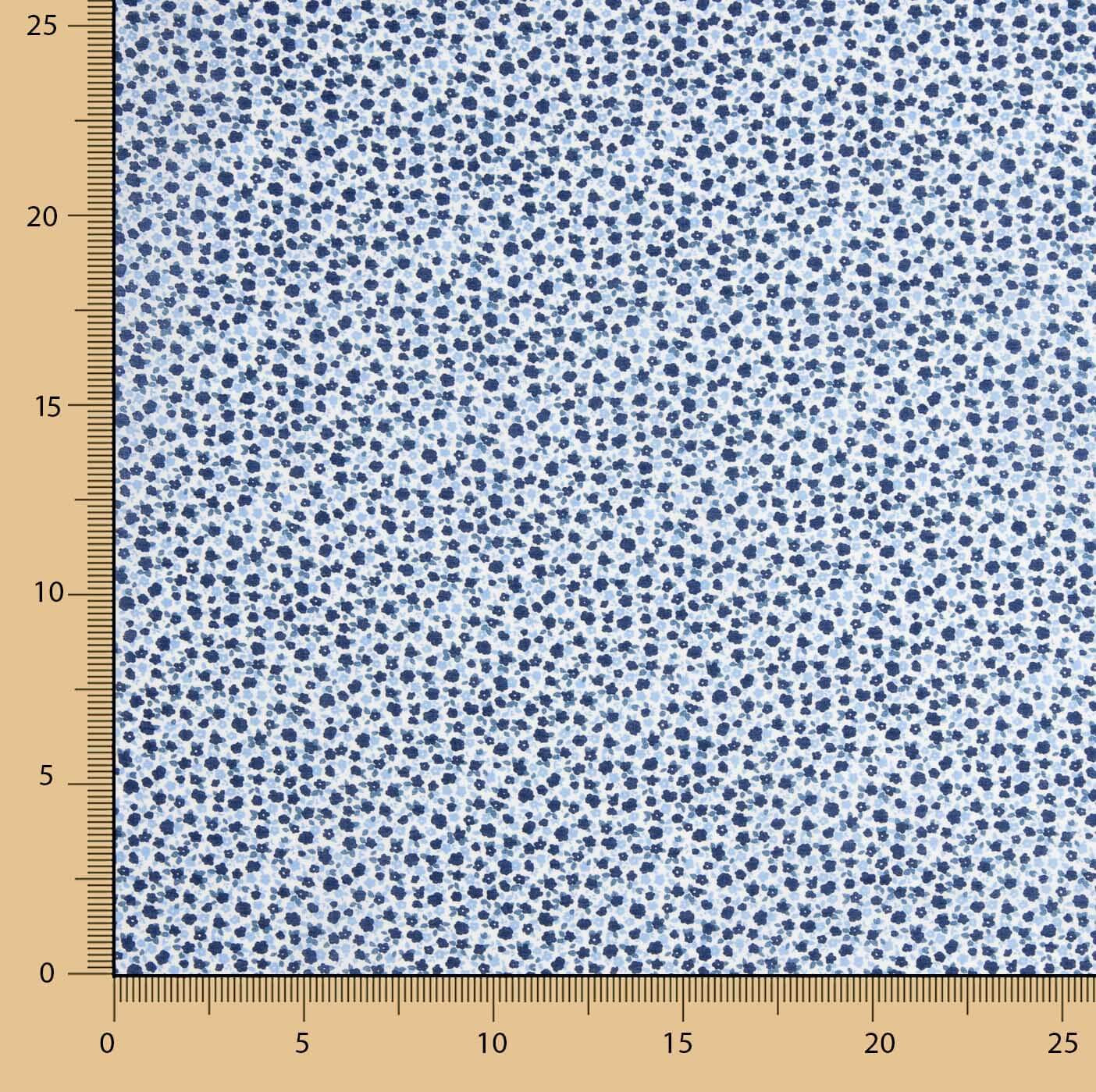 Restposten Popeline aus Baumwolle mit kleinem Blumenmuster in Blau – verschiedene Maße x Breite 150 cm - Ribes y Casals