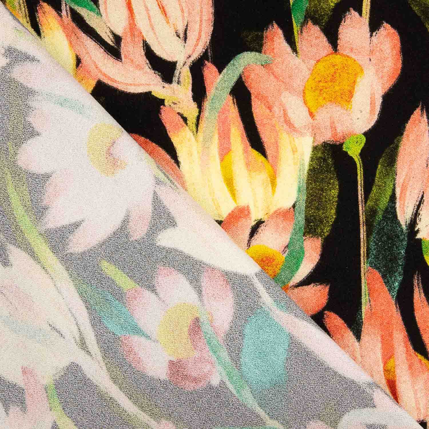 Viskose-Crêpe mit Nachtblumen-Print - Ribes y Casals