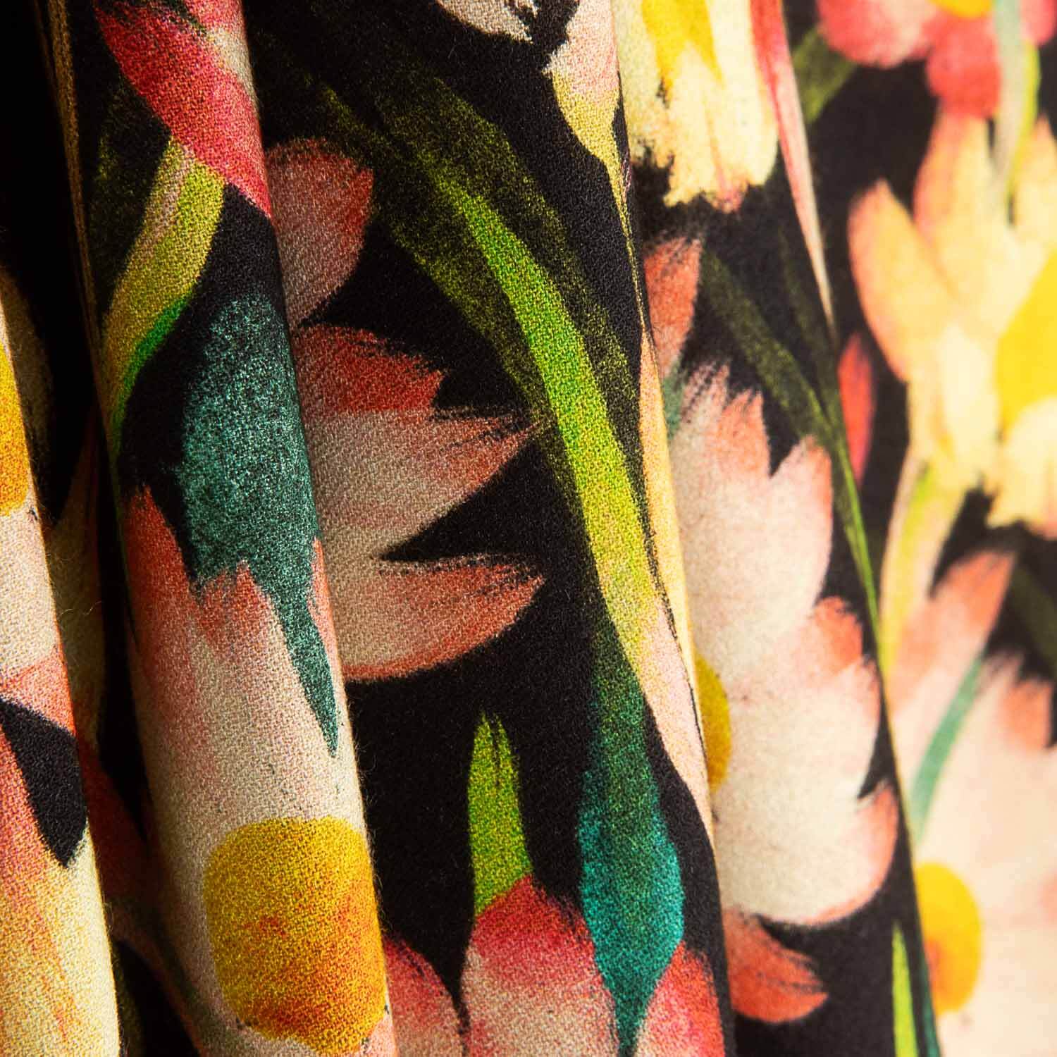 Viskose-Crêpe mit Nachtblumen-Print - Ribes y Casals