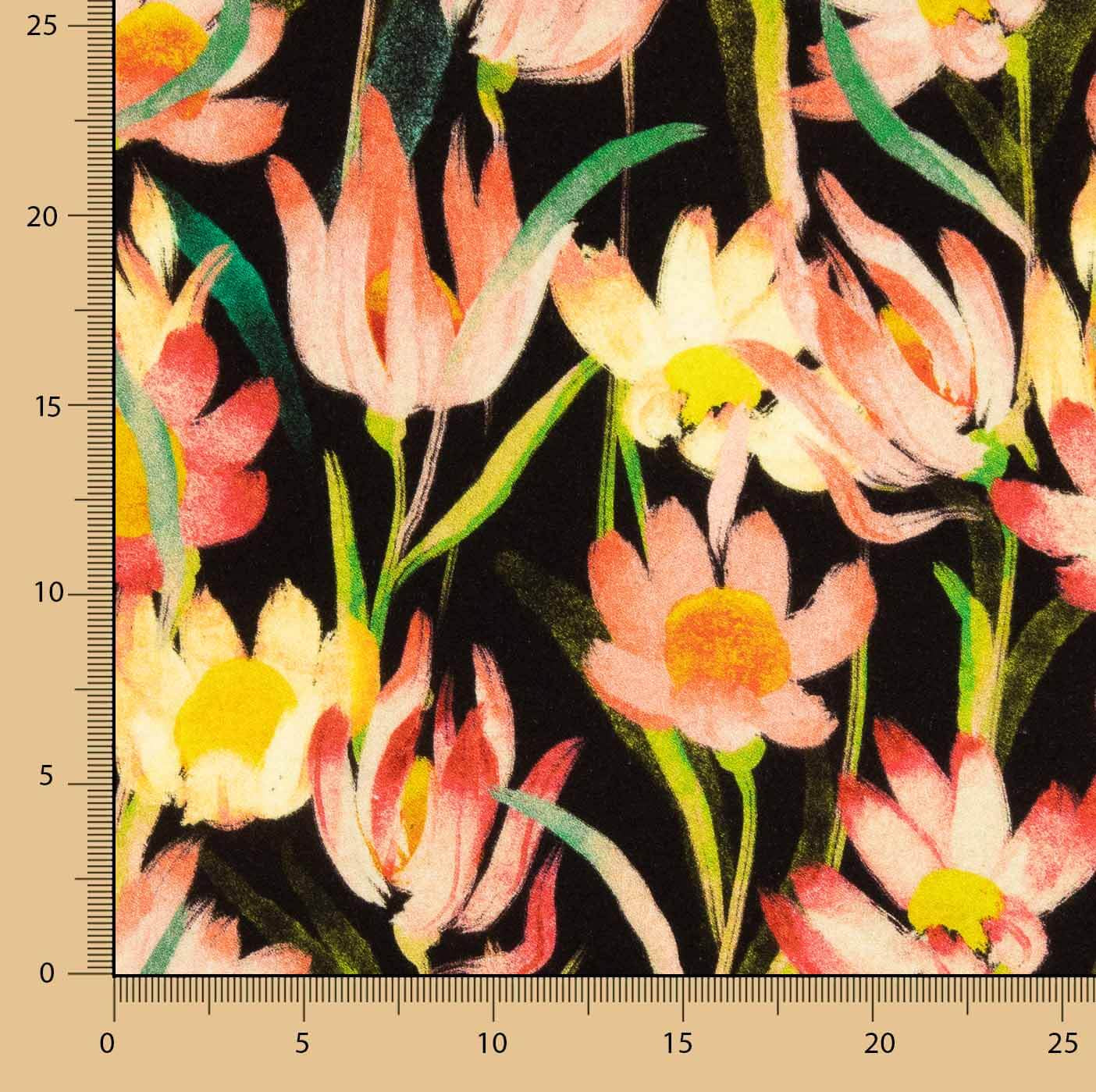 Viskose-Crêpe mit Nachtblumen-Print - Ribes y Casals