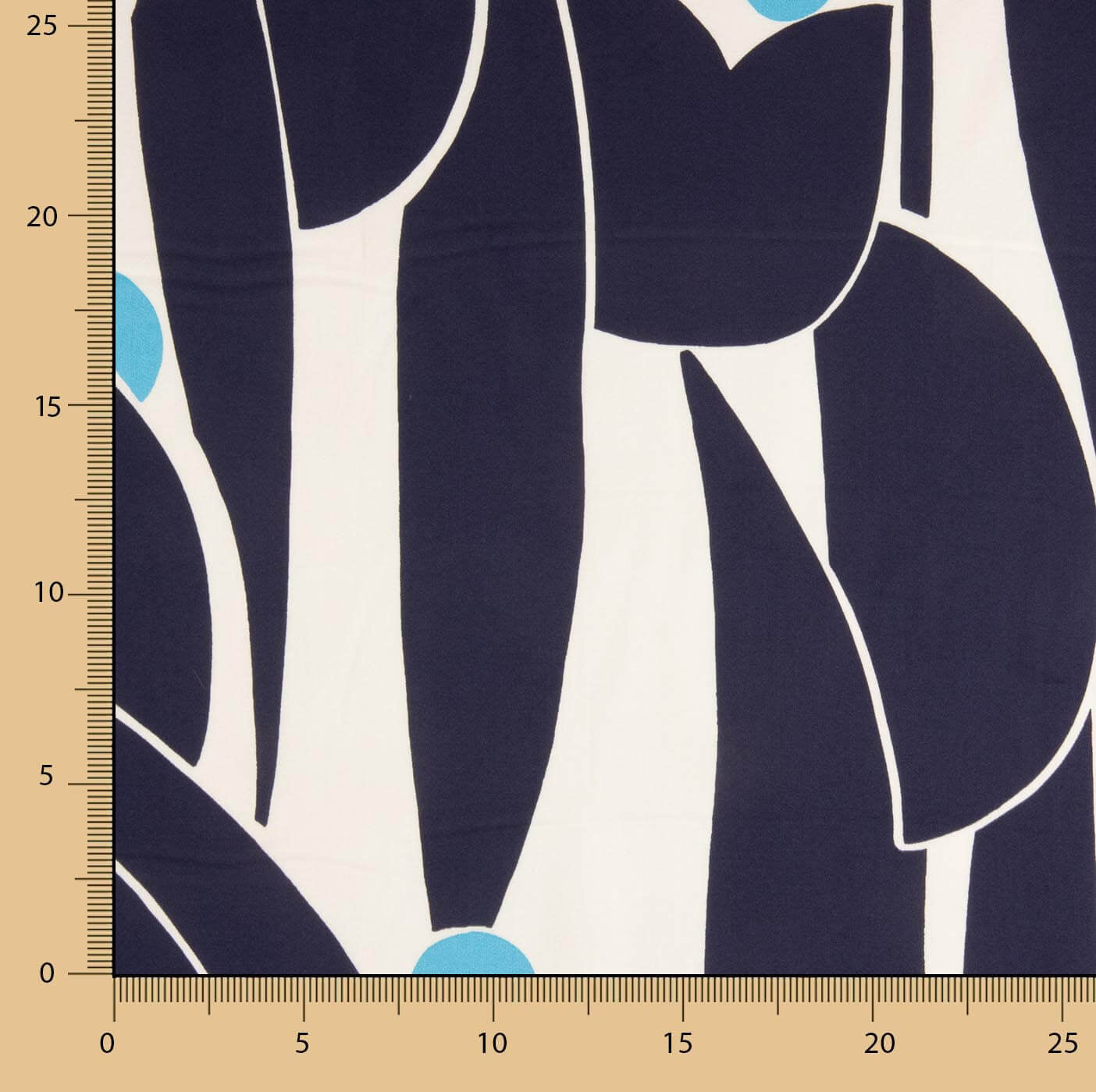 Satin Viskose Garten Grafik Blau - Ribes y Casals
