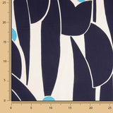 Satin Viskose Garten Grafik Blau - Ribes y Casals