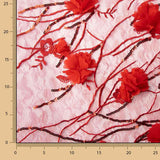 Roter Tüll, bestickt mit 3D-Blumen und Pailletten - Ribes y Casals
