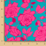 Fuchsia Caipi Blume bedruckter Satin - Ribes y Casals