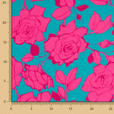 Fuchsia Caipi Blume bedruckter Satin - Ribes y Casals