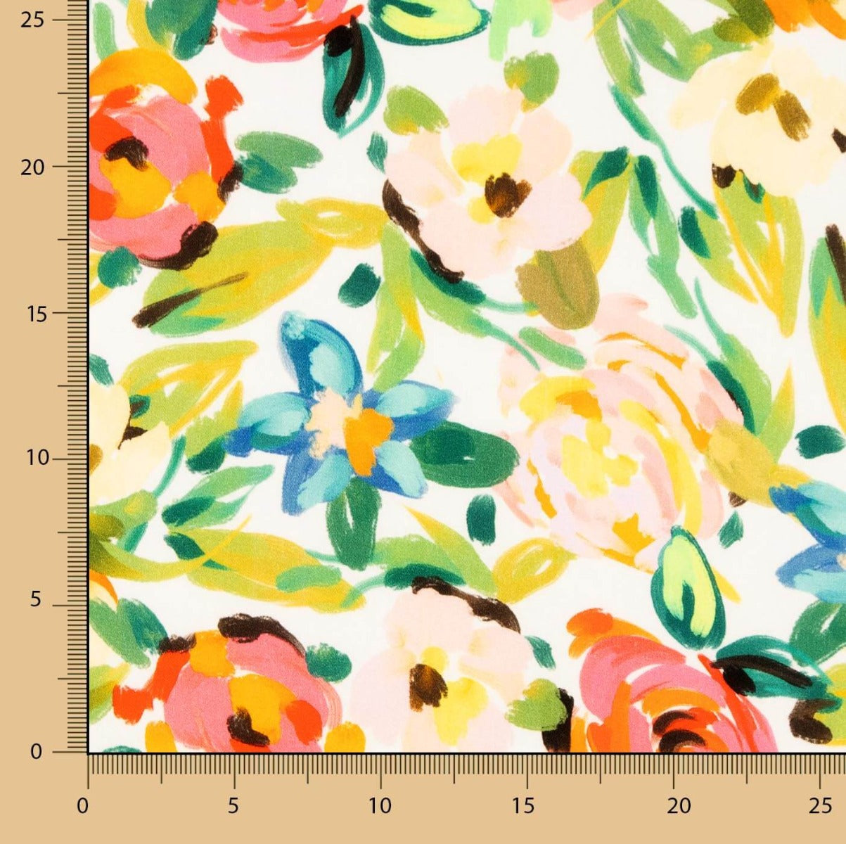 Viskose Blume Aquarell Mehrfarbig - Ribes y Casals