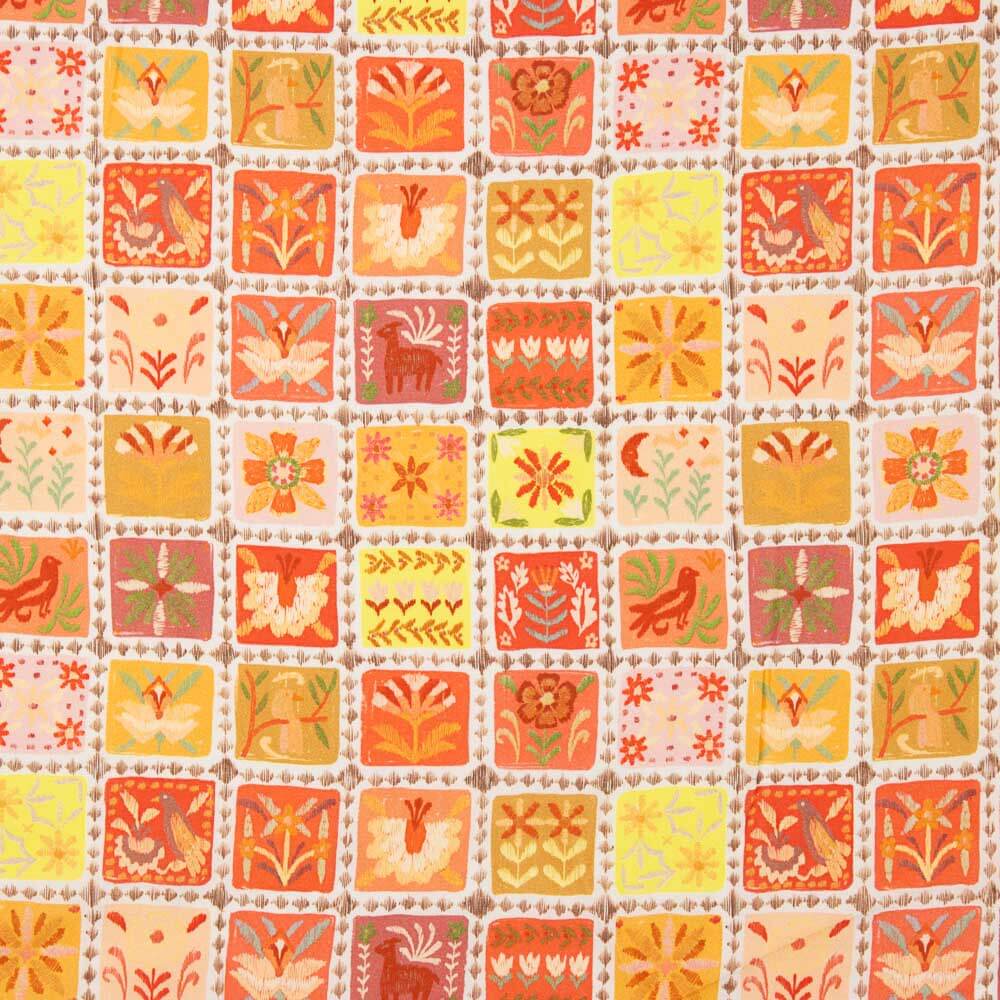 Voile Viskose Mosaik Koralle - Ribes y Casals
