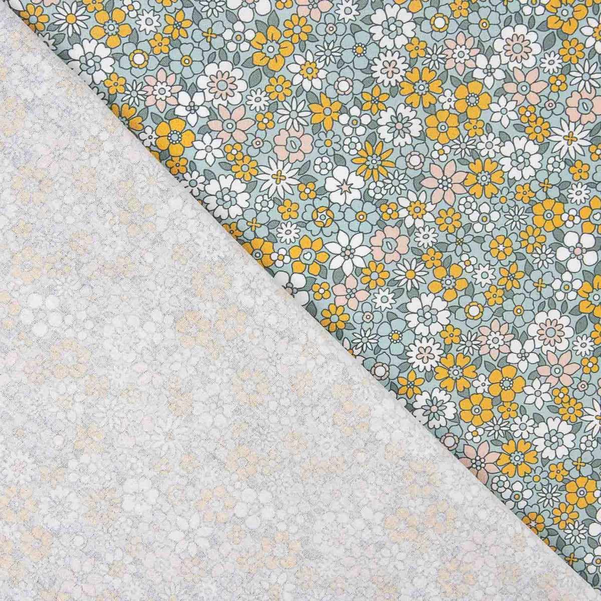 Vintage Senf Baumwolle Popeline Baumwolle Vlies Vintage Blumen - mit Breite 145 cm - Ribes y Casals