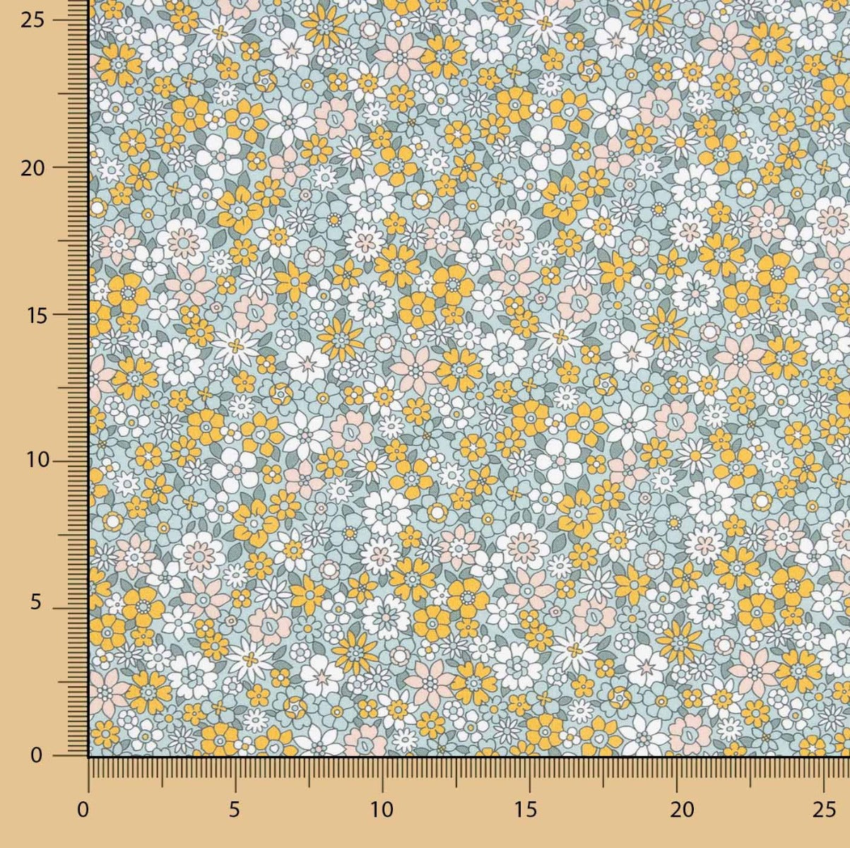 Vintage Senf Baumwolle Popeline Baumwolle Vlies Vintage Blumen - mit Breite 145 cm - Ribes y Casals