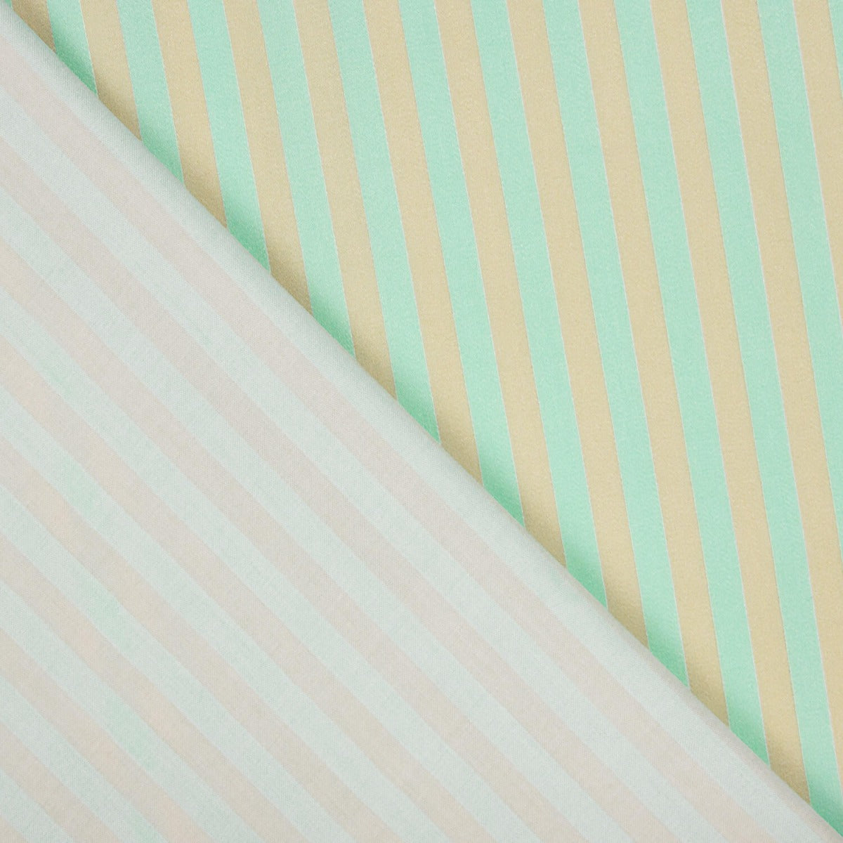 Satin Viskose zweifarbig grün-beige gestreift - Ribes y Casals