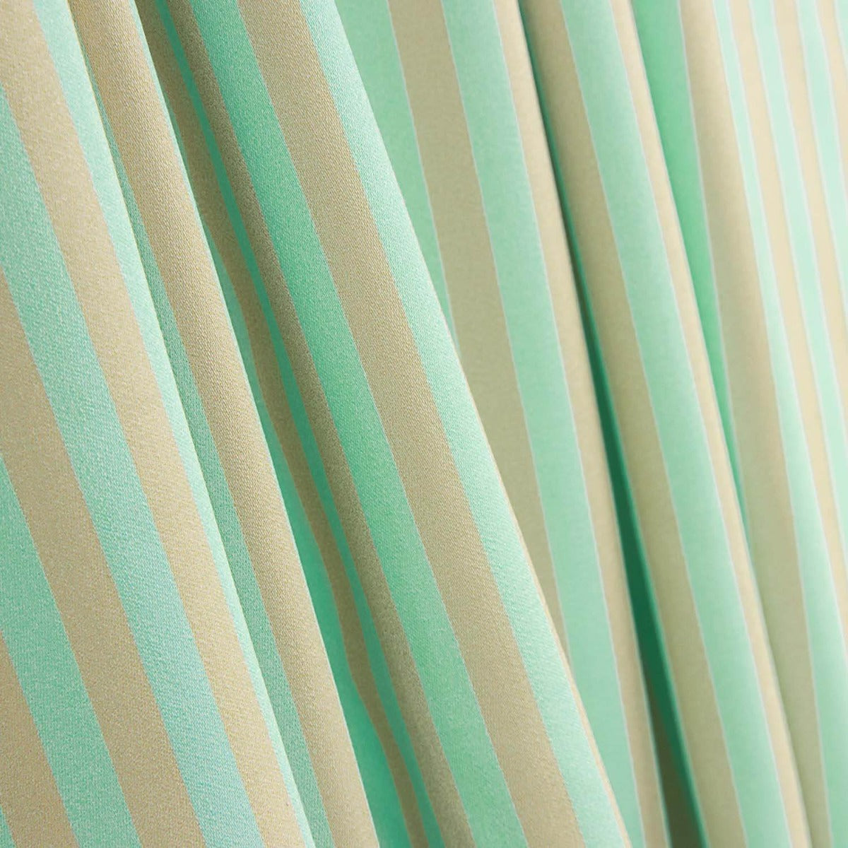 Satin Viskose zweifarbig grün-beige gestreift - Ribes y Casals
