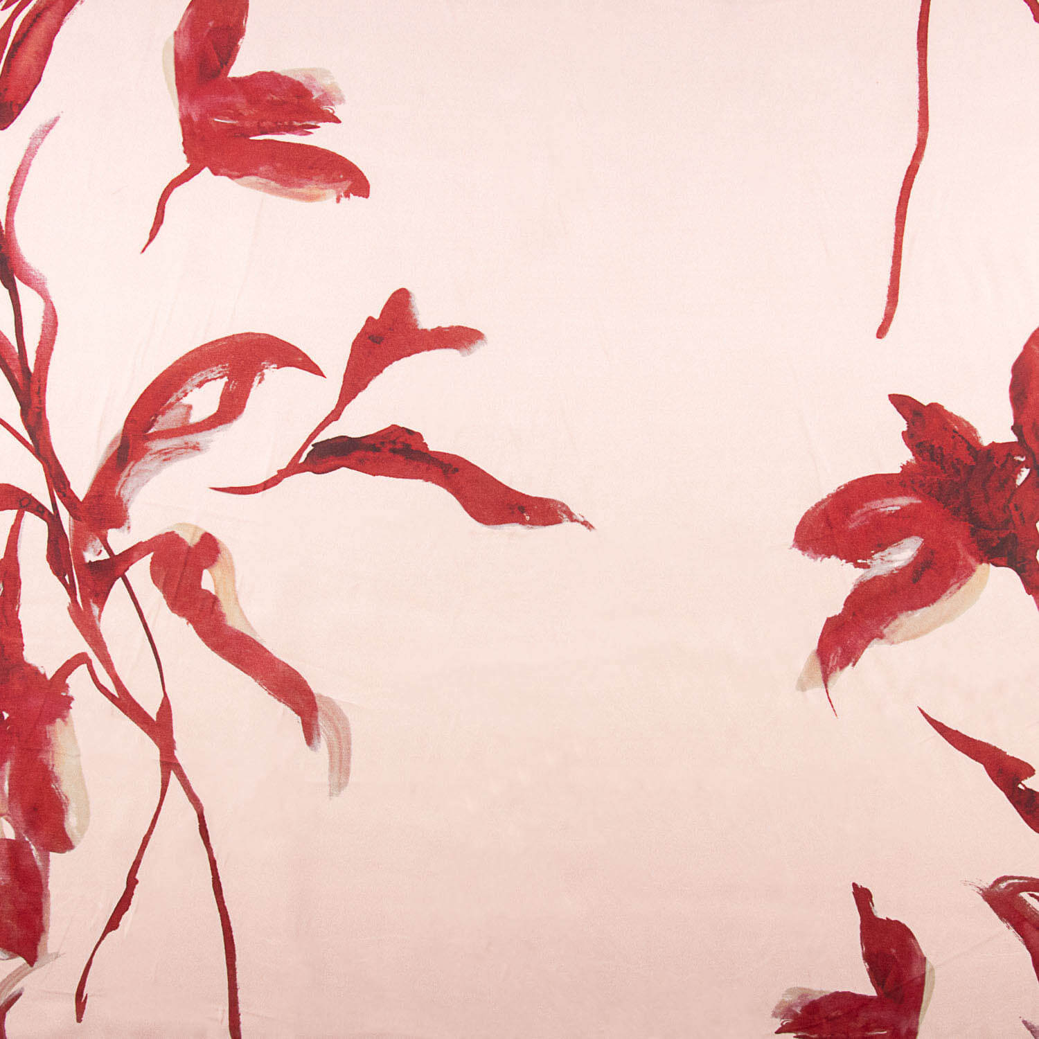 Satin Viskose Floral Aquarell Rot - Ribes y Casals