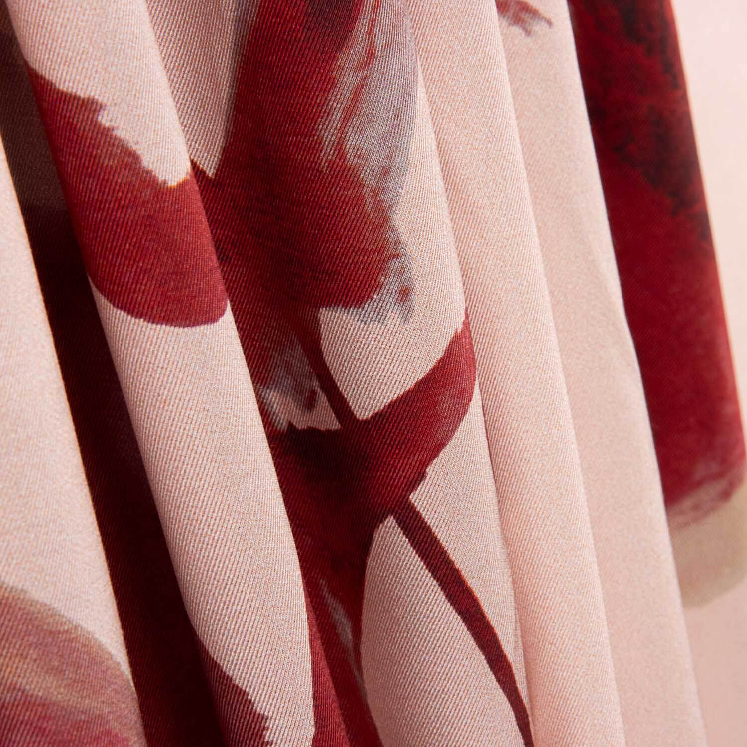 Satin Viskose Floral Aquarell Rot - Ribes y Casals