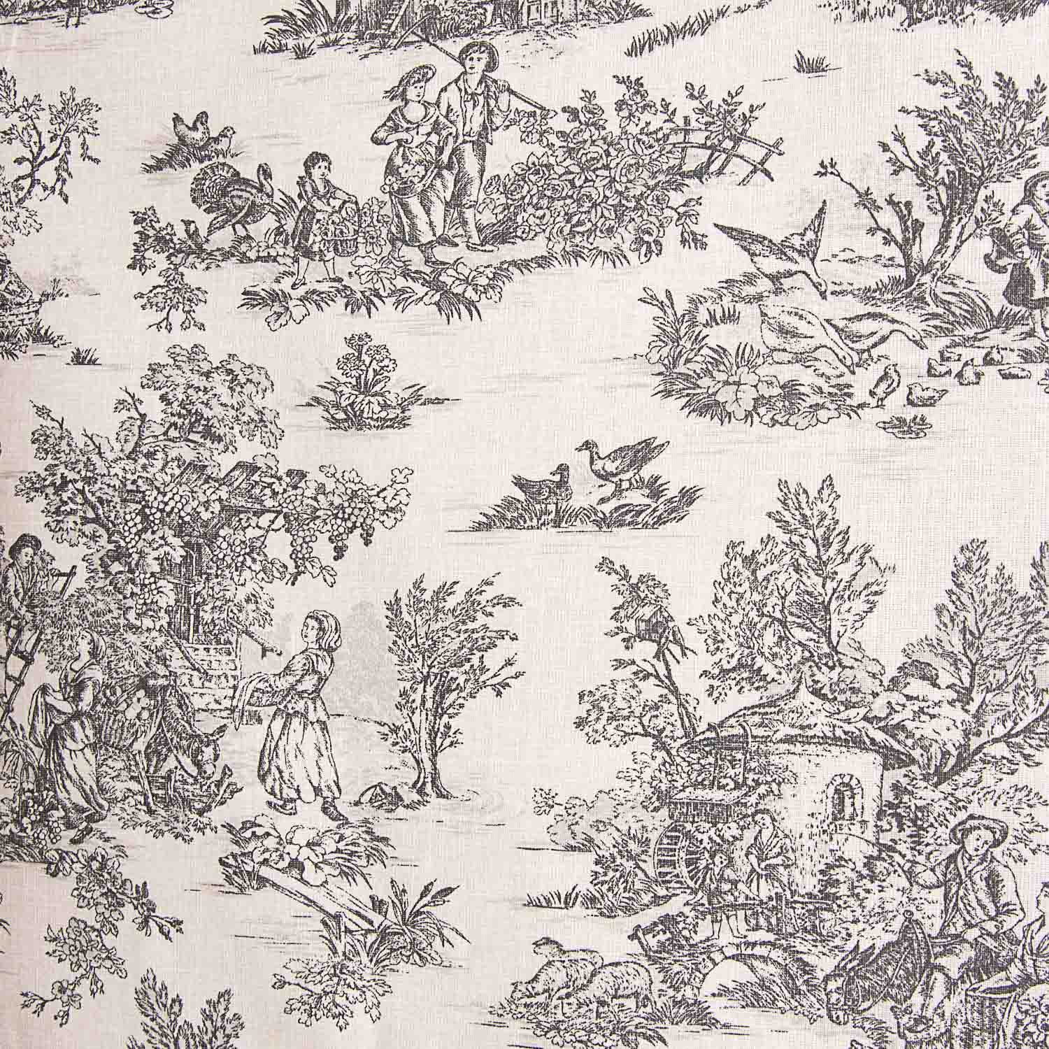Toile de Jouy Kunstharz Baumwolle Schwarz-Weiß - Ribes y Casals