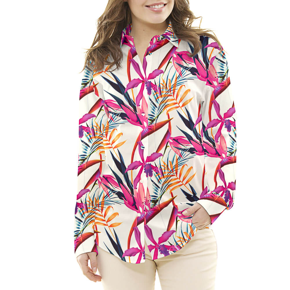 Natürlicher Seidensatin Floral Print Fuchsien - Ribes y Casals
