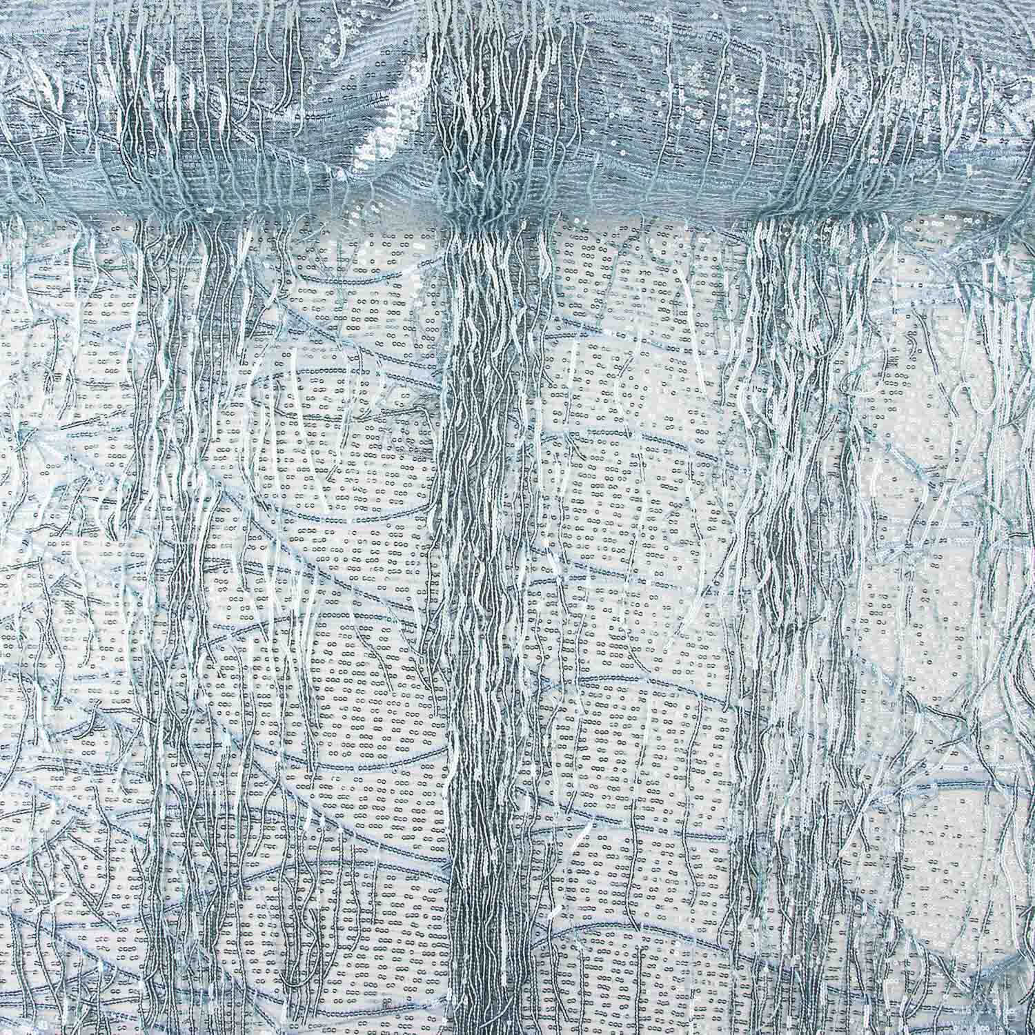 Weicher blauer Tüll mit Pailletten und Fransen - Ribes y Casals