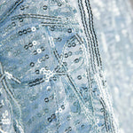 Weicher blauer Tüll mit Pailletten und Fransen - Ribes y Casals