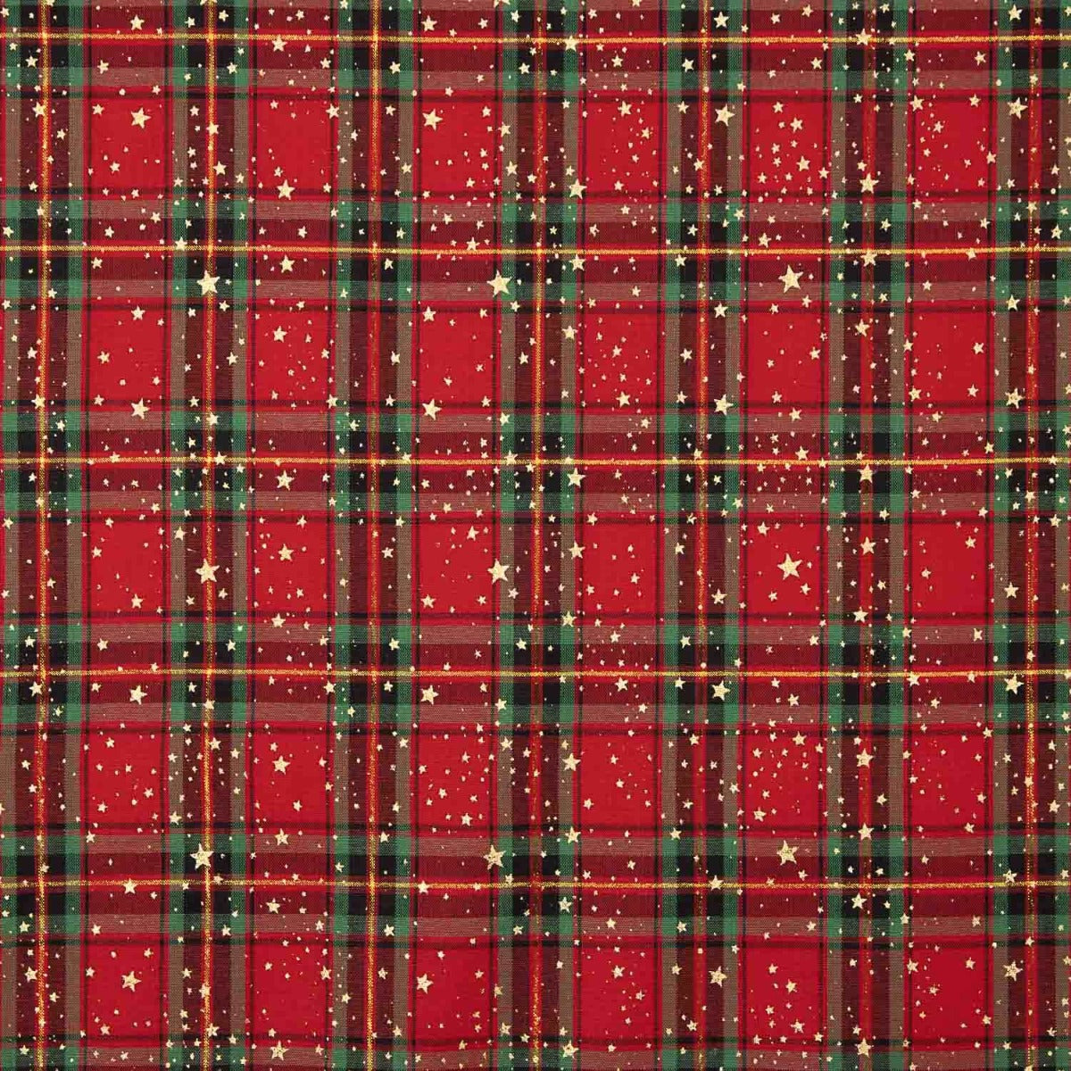 Weihnachten Tartan Popeline Goldene Sterne - Ribes y Casals