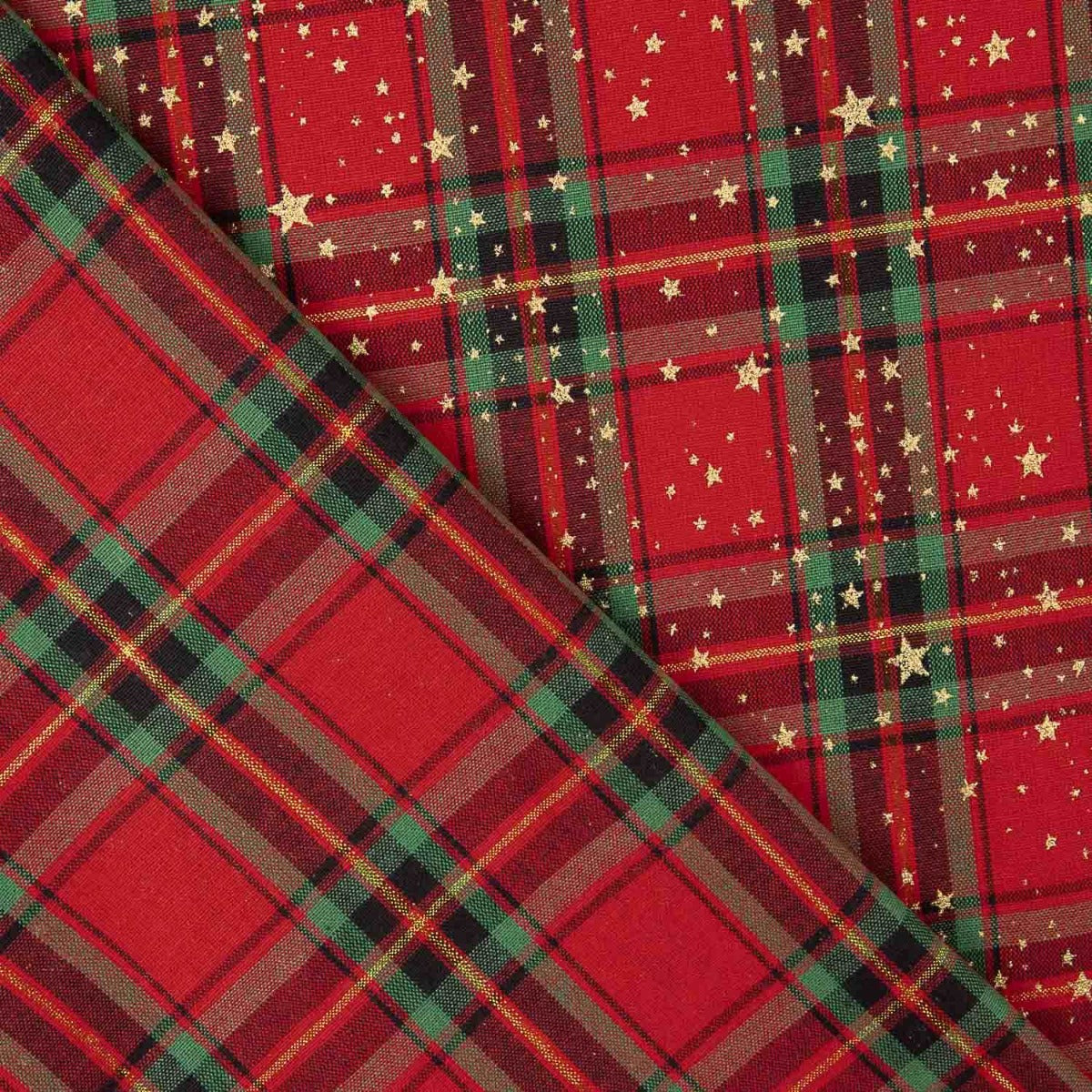 Weihnachten Tartan Popeline Goldene Sterne - Ribes y Casals