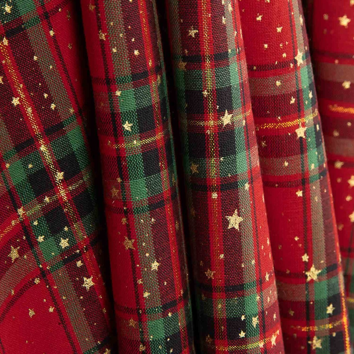 Weihnachten Tartan Popeline Goldene Sterne - Ribes y Casals