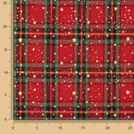 Weihnachten Tartan Popeline Goldene Sterne - Ribes y Casals