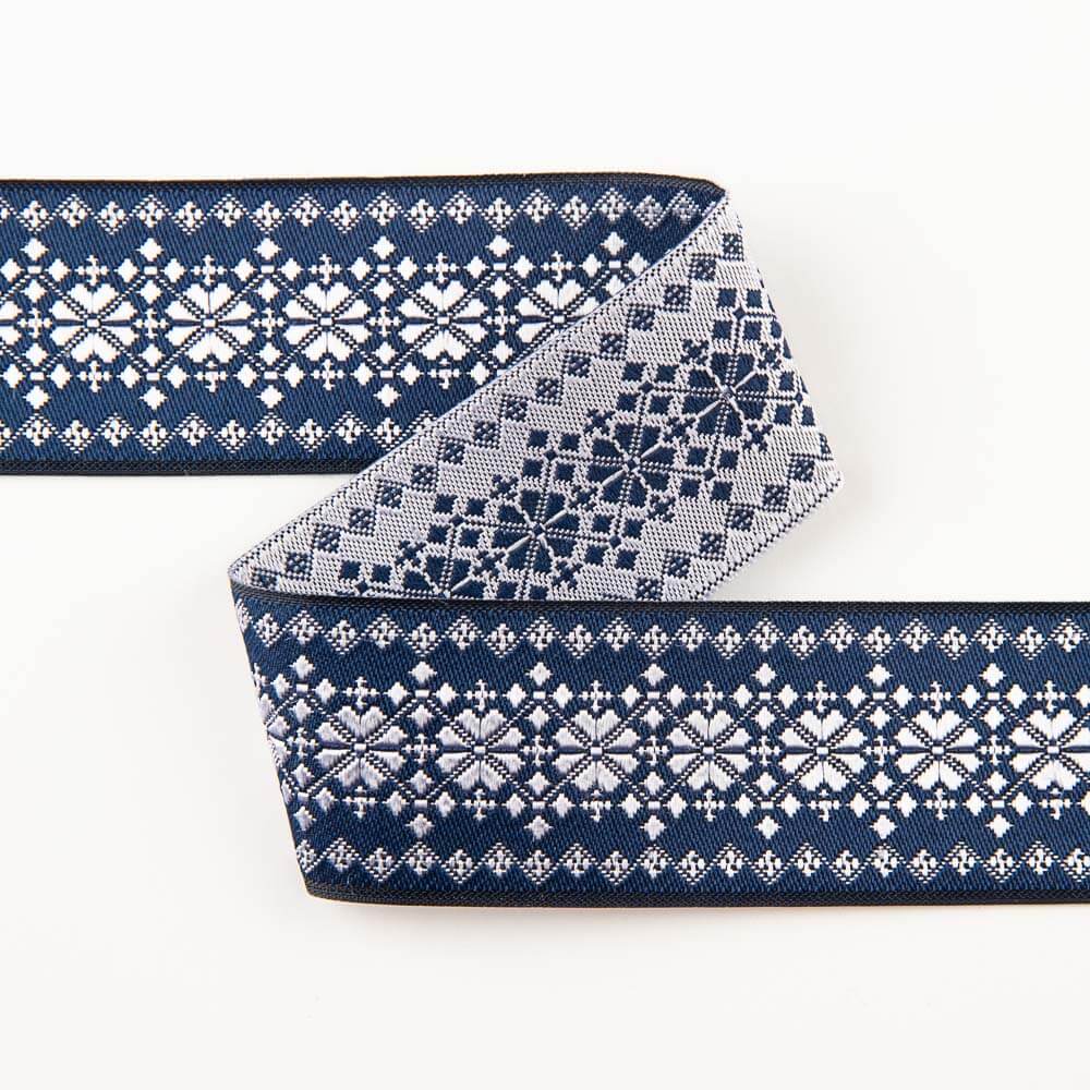 Ausgefallenes Jacquardband Marine - Ribes y Casals