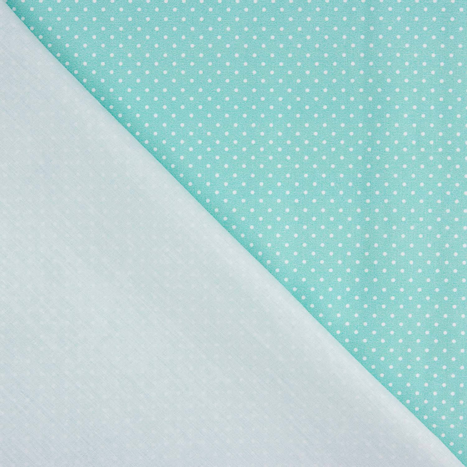 Polka Dot Bedruckter Perkal Weiß Aqua Grün - Ribes y Casals