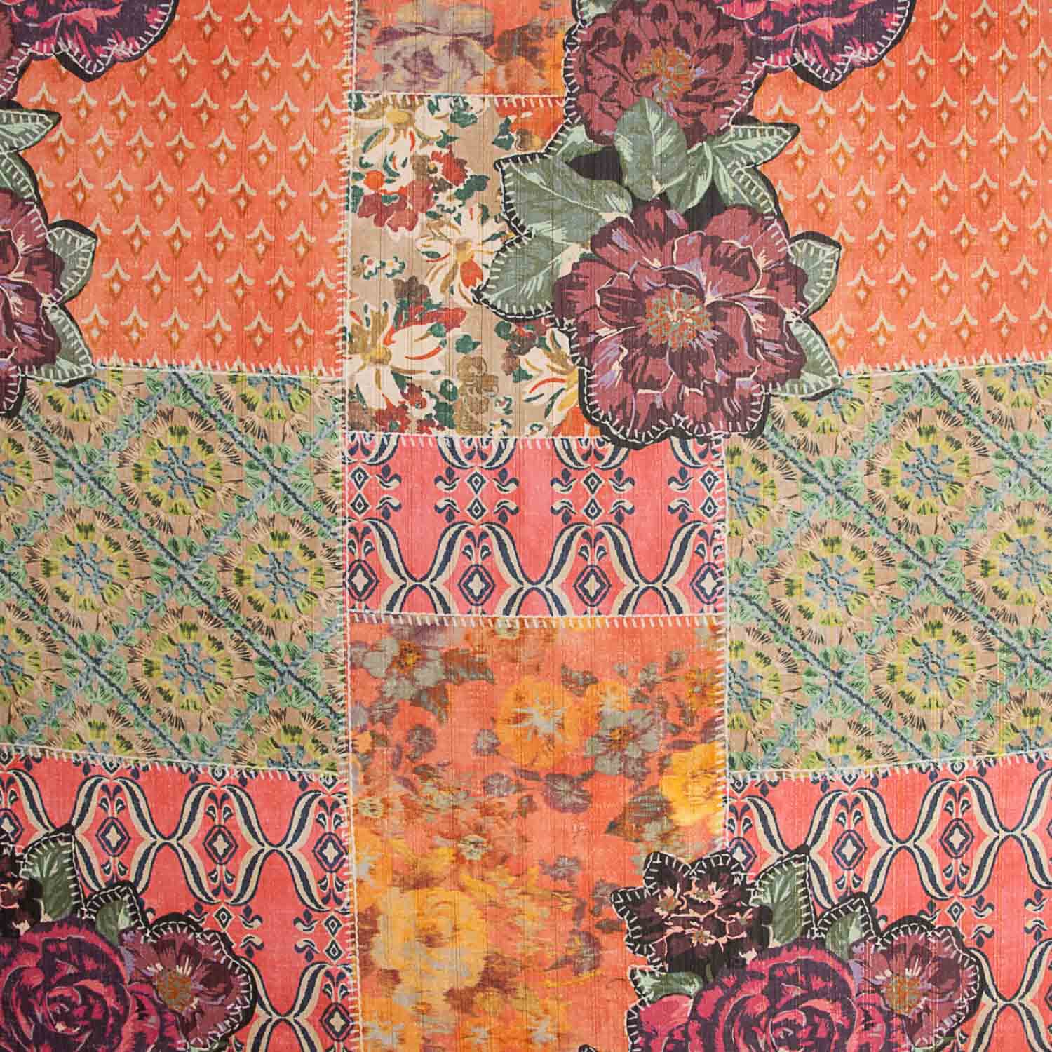 Gaze Bambula Lurex bedruckt Patchwork Boho Coralia - Ribes y Casals