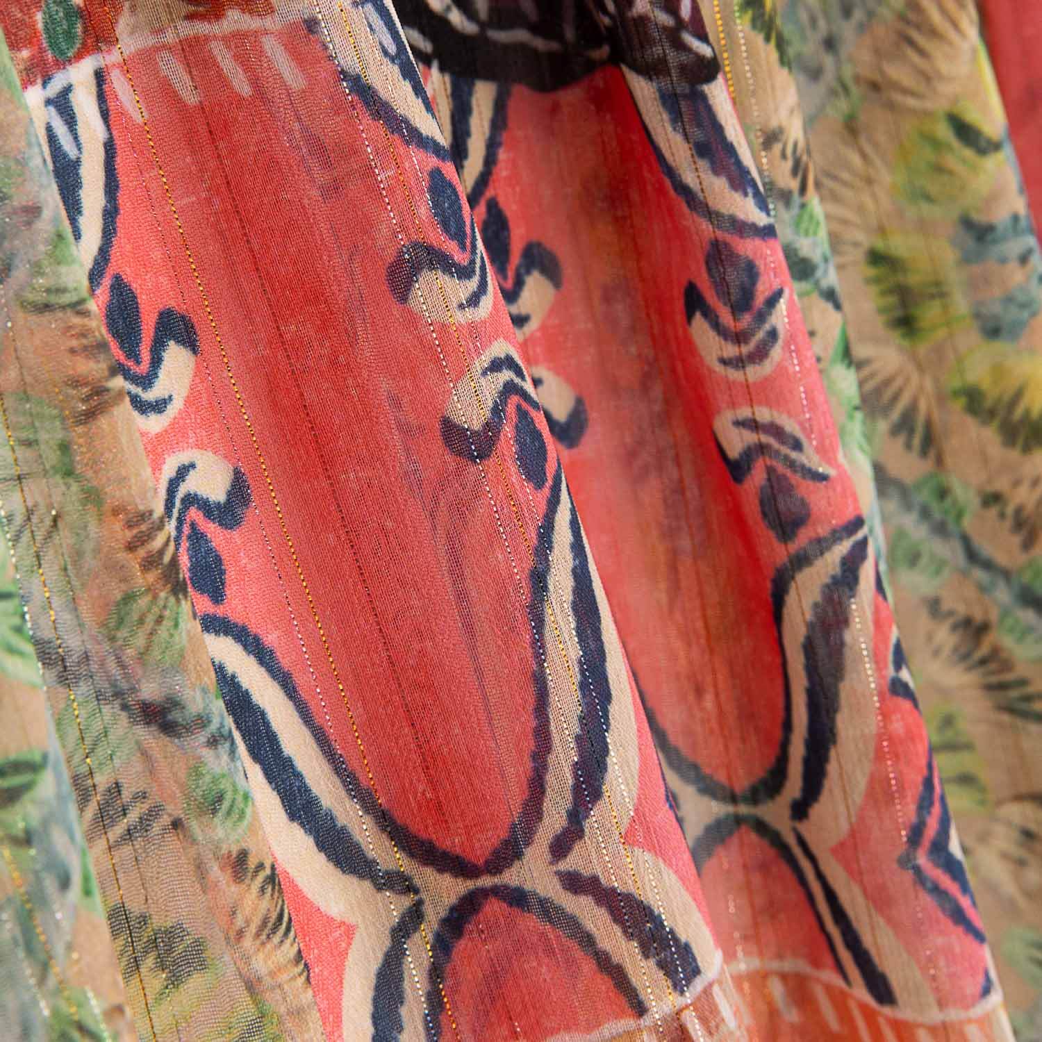 Gaze Bambula Lurex bedruckt Patchwork Boho Coralia - Ribes y Casals