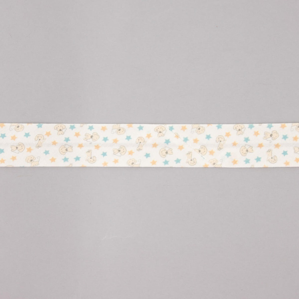 Bias Tape Doggy Stars Blau-Orange 18 mm - Ribes y Casals