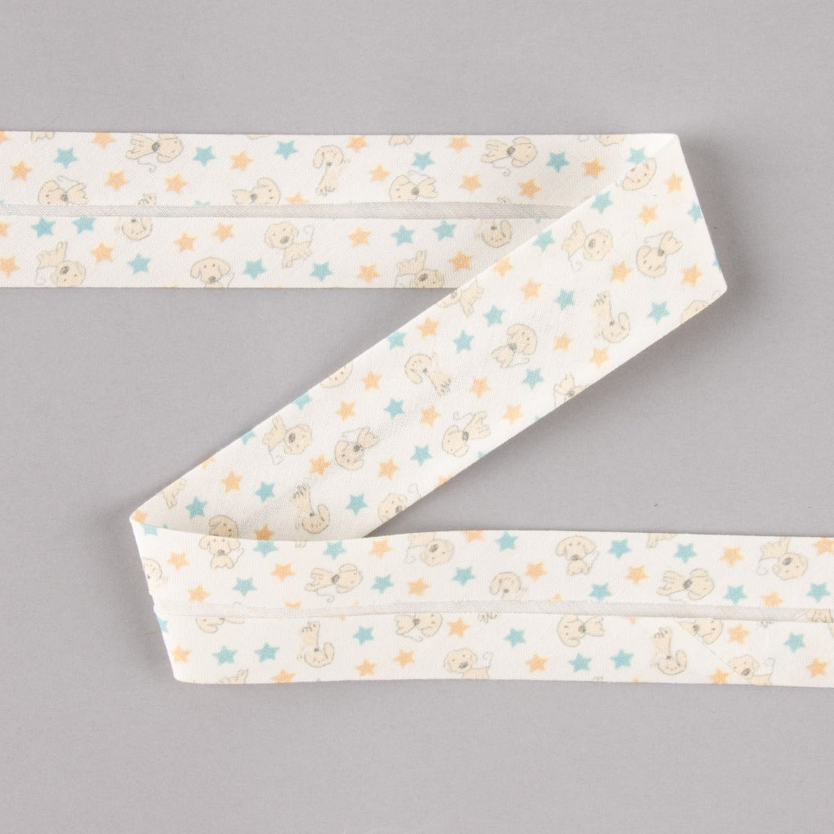 Bias Tape Doggy Stars Blau-Orange 30mm - Ribes y Casals