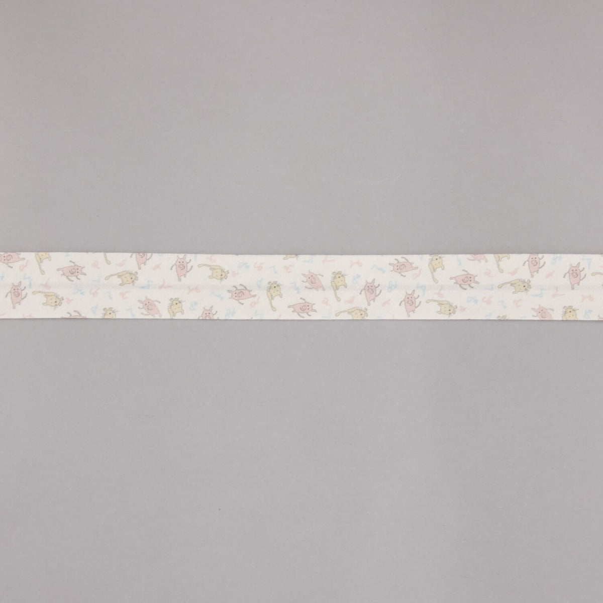 Bias Tape Piggies und Katzen Rosa-Creme 18 mm - Ribes y Casals