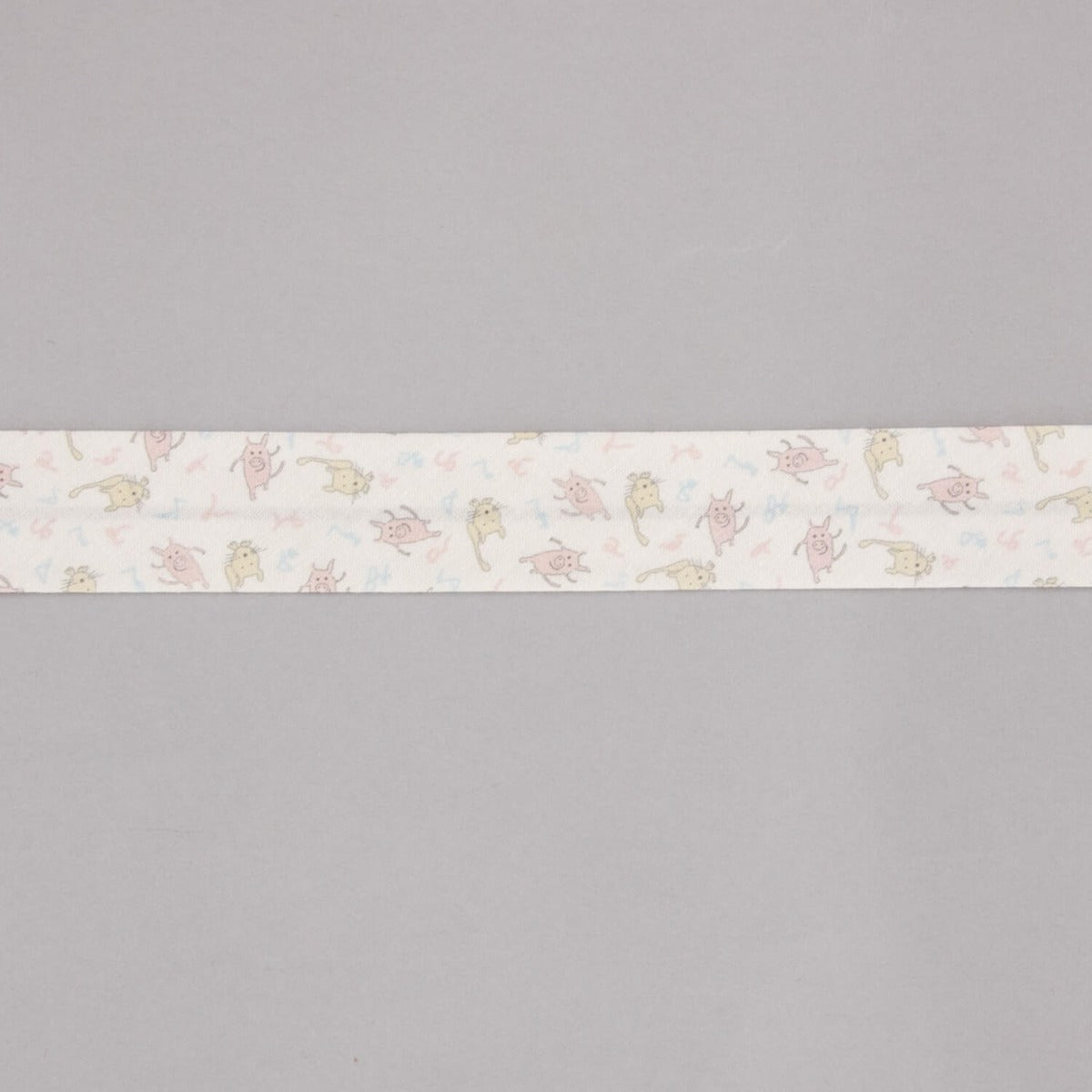 Bias Tape Piggies und Katzen Rosa-Creme 30mm - Ribes y Casals