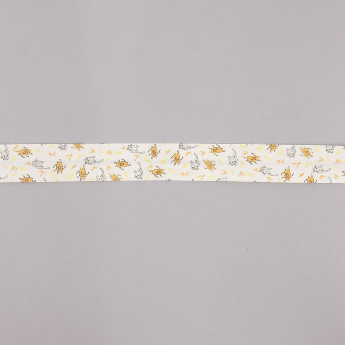 Bias Tape Schweine und Katzen Orange-Grau 18 mm - Ribes y Casals